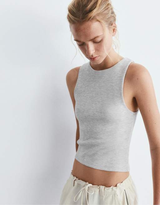 Pull&Bear – Gråmelerat linne i modal, 3 av 4