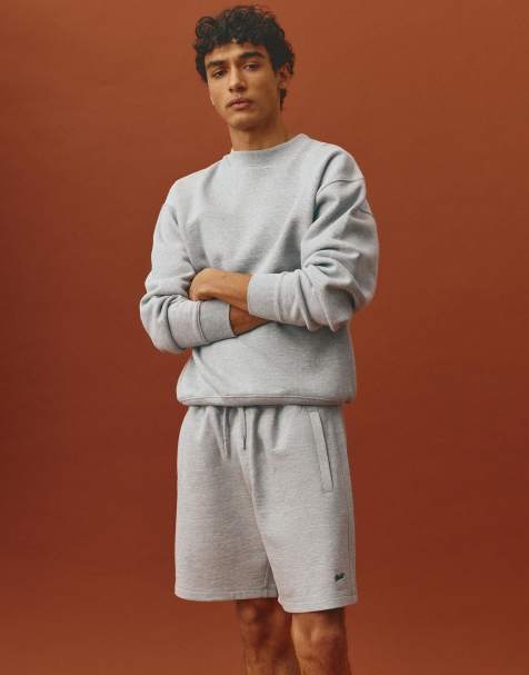 Pull&Bear - Gråmelerede bermuda-joggingbukser med logo - view 1