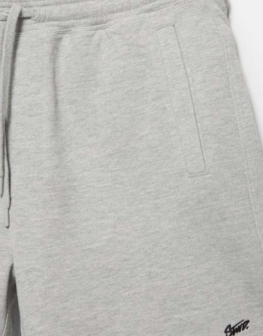 Pull&Bear - Gråmelerede bermuda-joggingbukser med logo, 4 af 4