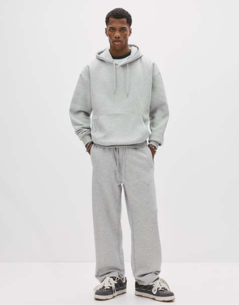 Pull&Bear - Gråmelerede joggingbukser i kraftigt materiale - view 1