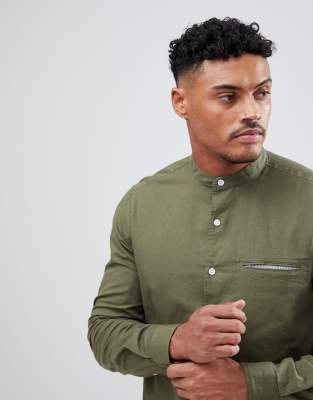 pull and bear grandad collar shirt