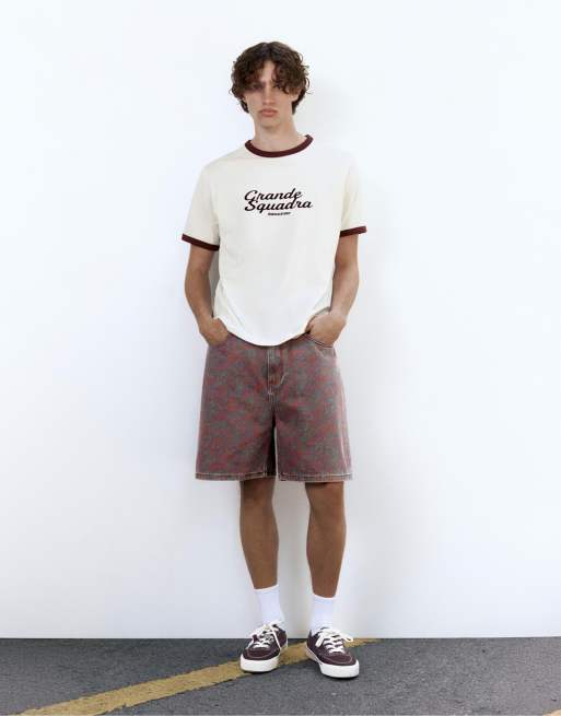Pull&Bear Grande squadra t-shirt in off white, 3 of 4