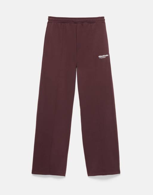 Pull&Bear Graphic joggers in maroon, 5 of 7