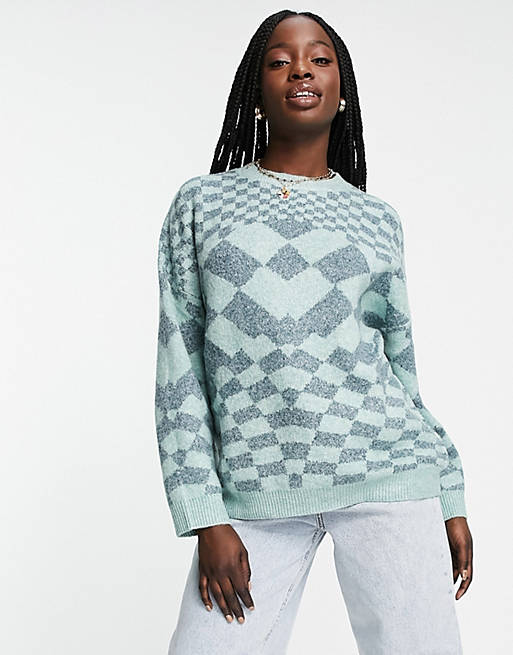 Jumpers & Cardigans Pull&Bear graphic print jumper in green 
