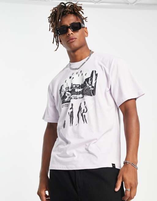 Pull&Bear graphic printed t-shirt in lilac