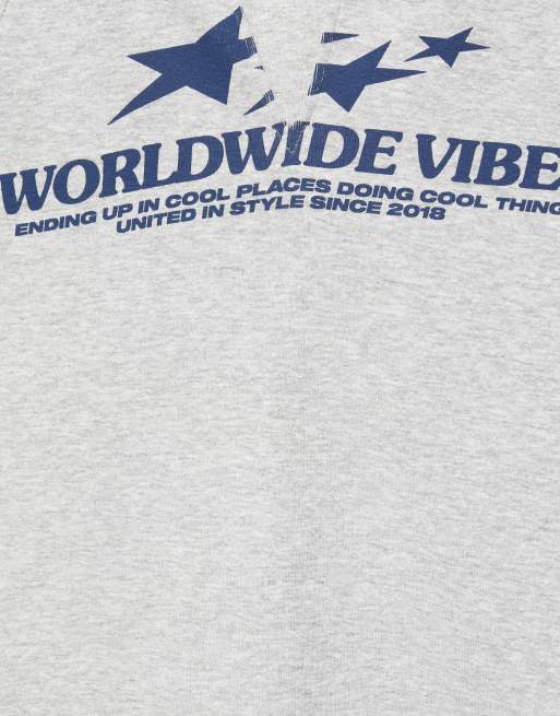 Pull&Bear Graphic raglan sleeve t-shirt in mid blue, 7 of 7