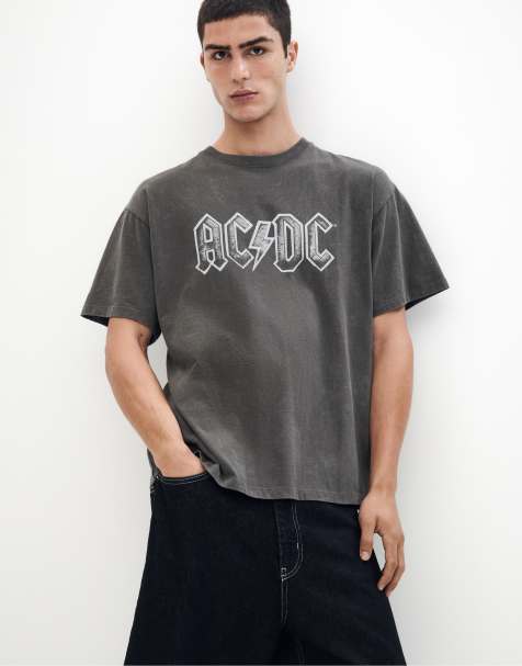 Pull&Bear Grey ac/dc t-shirt in grey - view 1