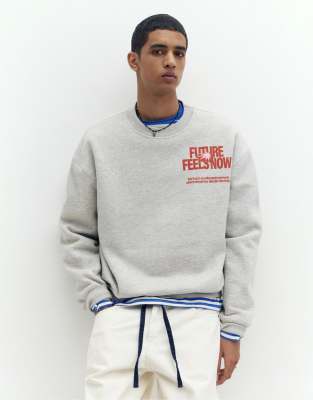 Grey Future - Sweatshirt in meliertem Grau Grau S