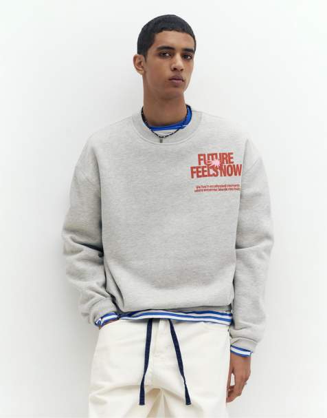 Pull&Bear – Grey Future – Sweatshirt in meliertem Grau - view 1