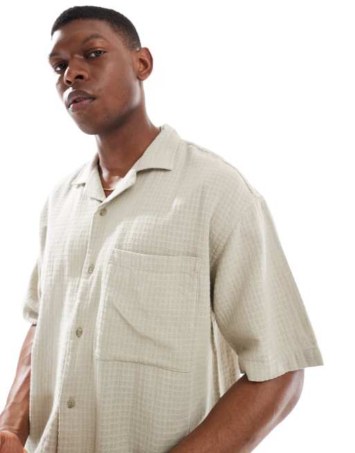 Pull&Bear rustic self check shirt in green