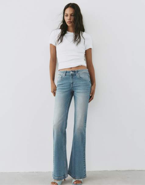 Pull&Bear - Grønlige blå bootcut-jeans med lav talje - view 1