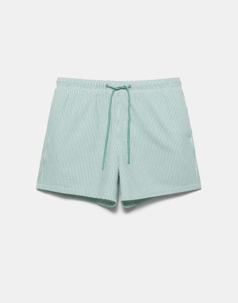 Pull&Bear - Grønne badebukser i seersucker - view 1