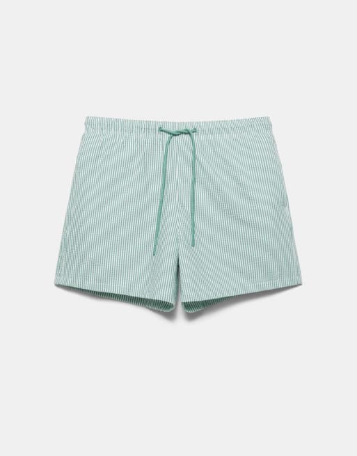 Pull&Bear - Grønne badeshorts i bæk-og-bølge-stof, 2 af 4