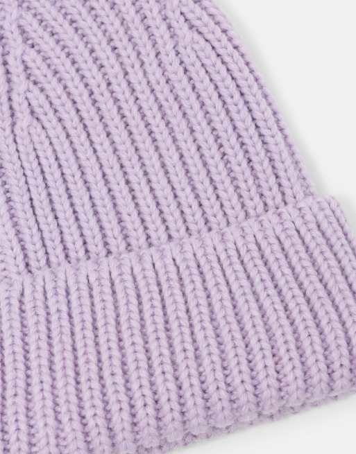 Pull&Bear Grofgebreide beanie in lila, 4 van 5