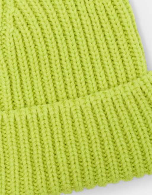 Pull&Bear grofgebreide beanie in lime, 5 van 6