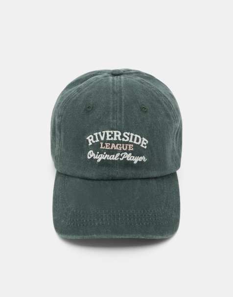 Pull&Bear – Grön keps med 'Riverside'-broderi - view 1