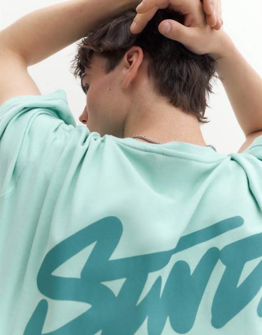 Pull&Bear – Grön t-shirt i oversize med boxig passform och STWD-logga, 7 av 7