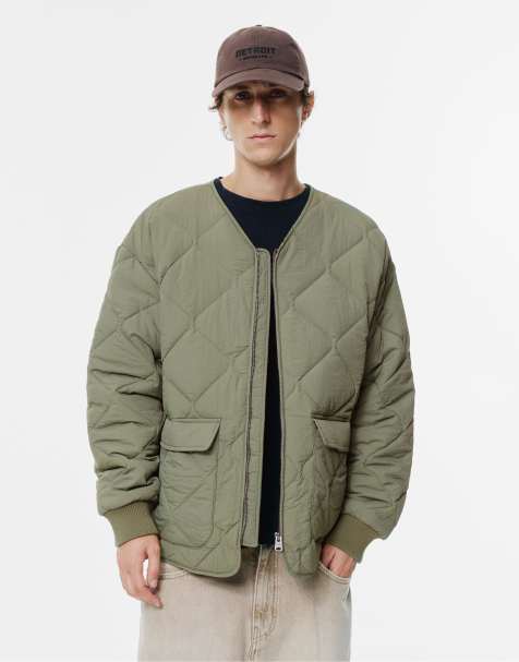 Pull&Bear – Grön, tunt vadderad jacka med fickor - view 1