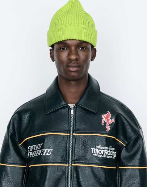 Pull&Bear grovstickad mössa i lime - view 1