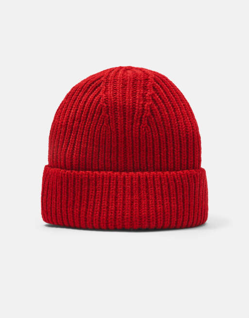 Pull&Bear grovstickad mössa i rött, 2 av 5