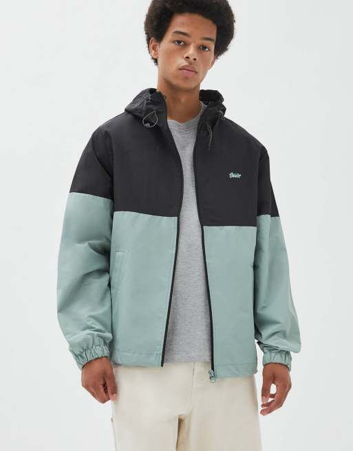 Pull&Bear - Gul og sort vindjakke med farveblok