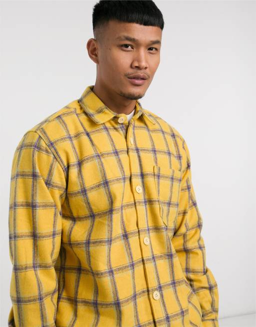 Pull&Bear – Gul schackrutig skjorta