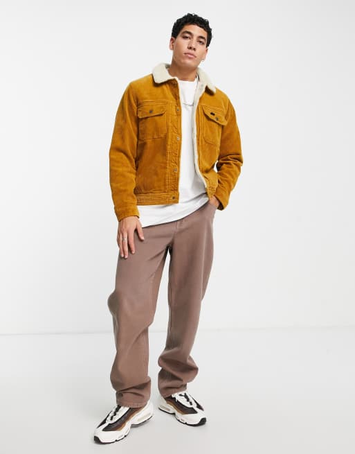 Pull&Bear – Gulbrun jacka med teddyfoder