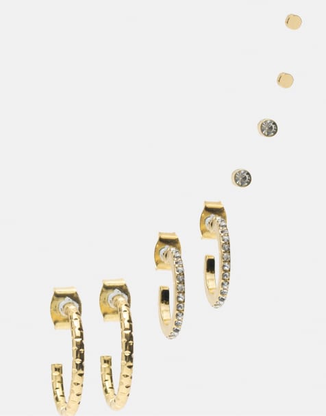 Pull&Bear – Guldfärgade ear cuff-örhängen, -pack - view 1