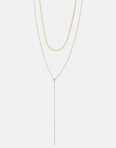 Pull&Bear – Guldfärgade lariat-halsband, flerpack - view 1