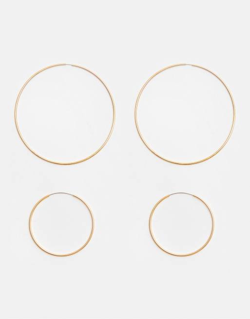 Pull&Bear – Guldfärgade, tunna creoler 4-pack