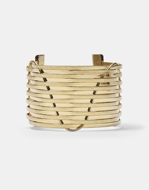 Pull&Bear – Guldfärgat cuff-armband - view 1