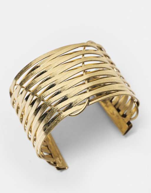 Pull&Bear – Guldfärgat cuff-armband, 3 av 4