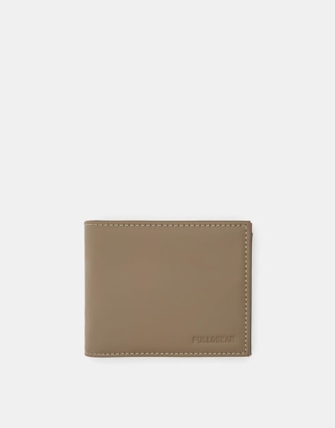 Pull&Bear – Gummierte Geldbörse in Braun - view 1