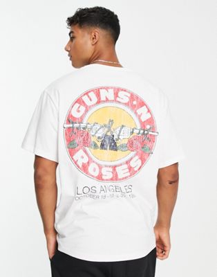 Pull&Bear Guns N' Roses LA t-shirt in white
