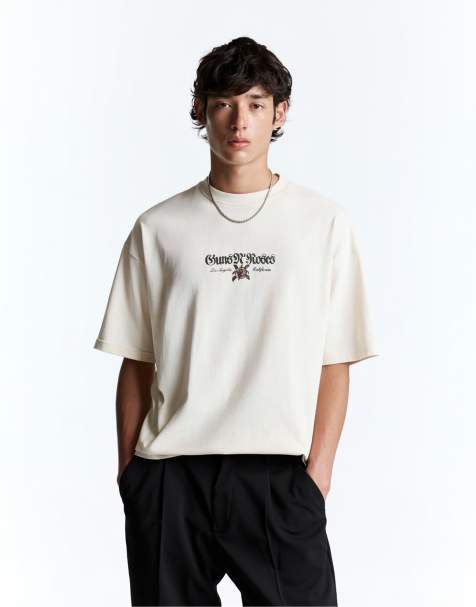 Pull&Bear - Guns N' Roses - Ruimvallend T-shirt in wit - view 1