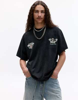 Pull&Bear Guns N Roses t-shirt in black - view 1