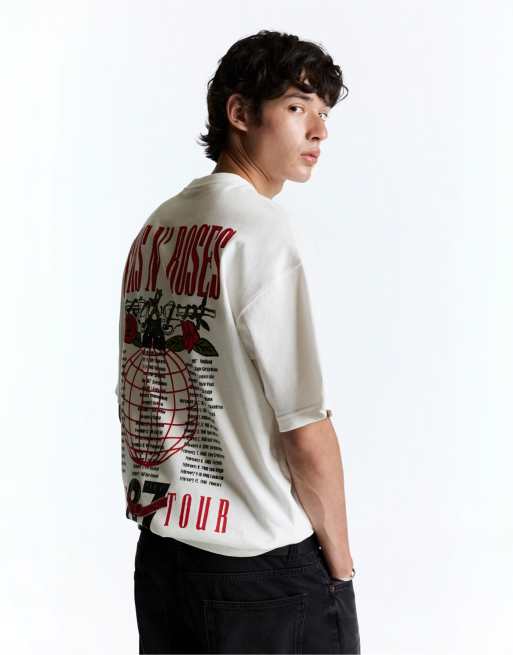 Pull&Bear Guns n' roses t-shirt in off white, 2 of 4