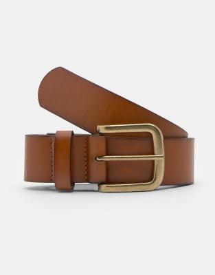 Pull & Bear - Gürtel in Braun mit eckiger Schnalle-Brown