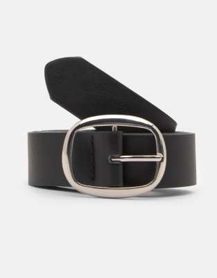 Pull & Bear - Gürtel in Schwarz mit abgerundeter Schnalle