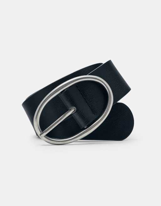 Pull&Bear – Gürtel in Schwarz mit ovaler Schnalle, 4 von 4