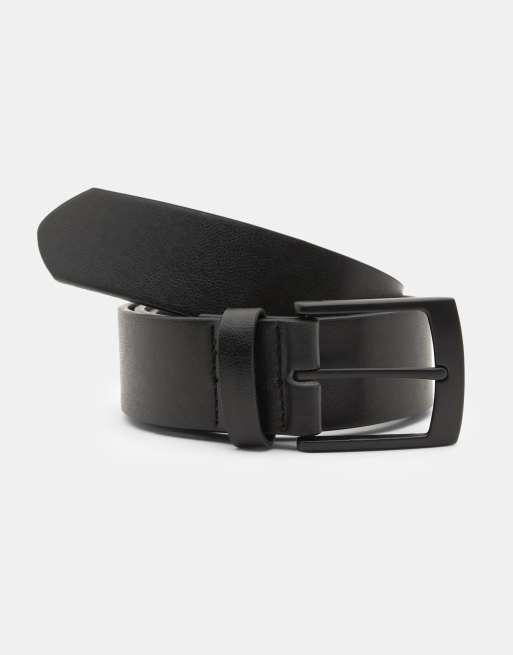 Pull&Bear – Gürtel in schwarzer, matter Lederoptik, 2 von 3
