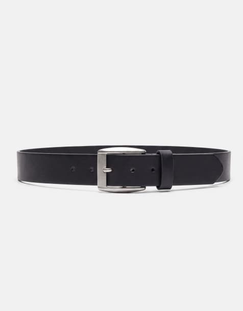 Pull&Bear Gürtel mit abgeschrägter Schnalle in Schwarz - view 1
