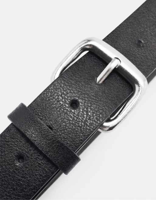 Pull&Bear Gürtel mit eckiger Schnalle in Schwarz, 4 von 5