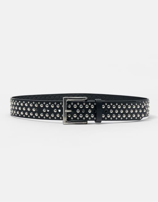 Pull&Bear Gürtel mit Nieten in Schwarz, 2 von 4