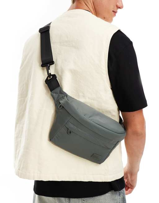 Pull&bear – Gürteltasche in Grau aus Nylon