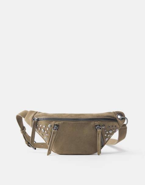 Pull&Bear – Gürteltasche in Kamelbraun mit Nieten - view 1