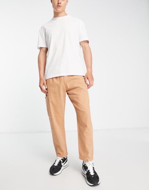 Pull&Bear - Gyldenbrune cargobukser med enkelt lomme