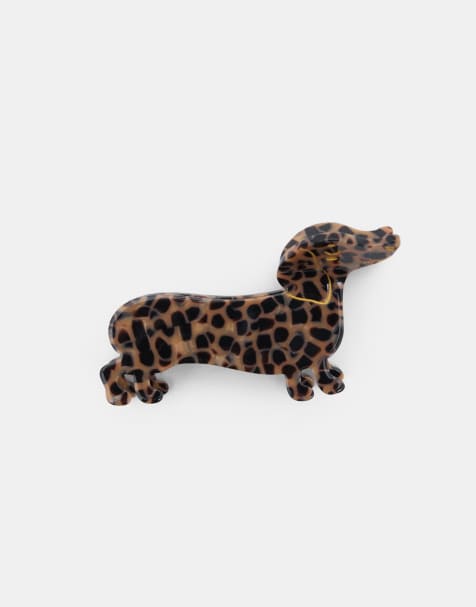 Pull&Bear – Haarklammer im Hunde-Design in Braun - view 1