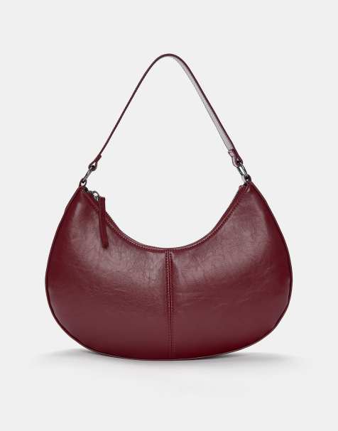 Pull&Bear – Halbmondförmige Schultertasche in Burgunderrot - view 1