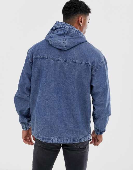 Zip front denim pullover jacket hot sale